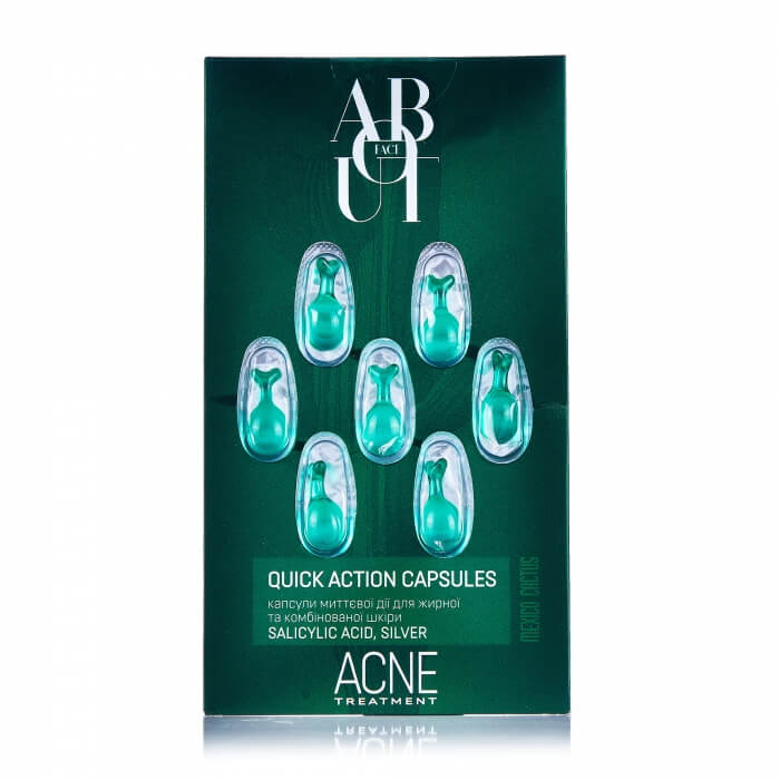 Капсули миттєвої дії ABOUT face Acne Treatment з екстрактом мексиканського кактусу, 7 шт