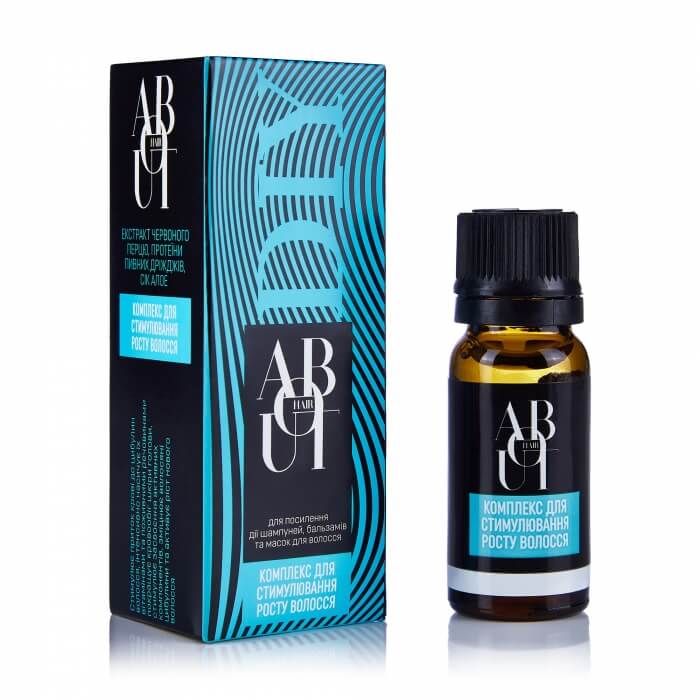 Активний комплекс для стимулювання росту волосся ABOUT Hair для посилення дії шампуней, бальзамів та масок для волосся, 7 мл