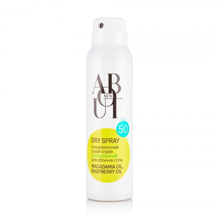 Сонцезахисний охолоджуючий сухий ABOUT sun DRY SPRAY  спрей SPF 50, <br>200мл<br><br>